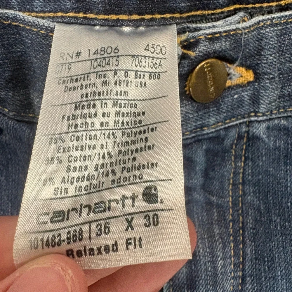 Carhartt Mens Relaxed Fit Jeans Dark Wash Denim 101483-968 36x30 Workwear